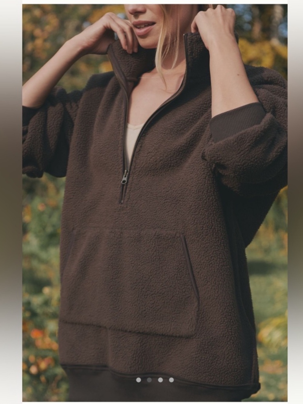 Pilcro Brown Cozy Sherpa Half-Zip Pullover Jacket Size Small MSRP $118